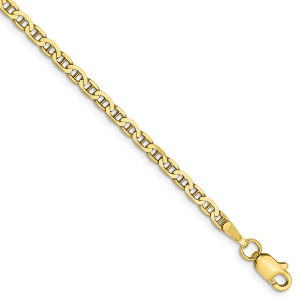 10k Yellow Gold, 2.4mm Flat Anchor Chain Anklet For Cheap