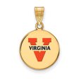 14k Gold Plated Silver U. of Virginia Medium  V  Enamel Disc Pendant Sale