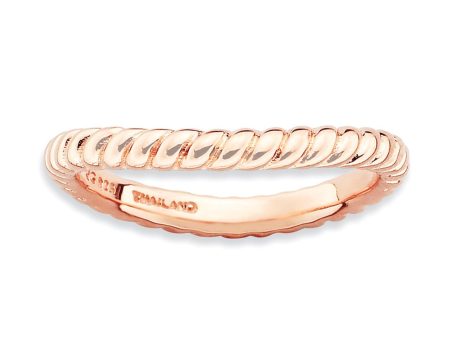 2.25mm Stackable 14K Rose Gold Plated Silver Curved Rope Band Discount