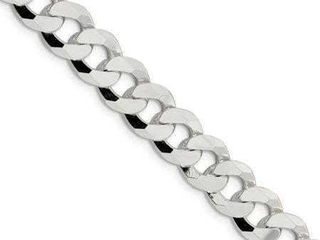 Men s 10.5mm Sterling Silver Solid Beveled Curb Chain Necklace For Discount