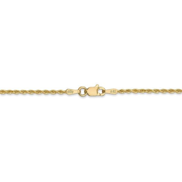 1.5mm 14k Yellow Gold Diamond Cut Solid Rope Chain Bracelet on Sale