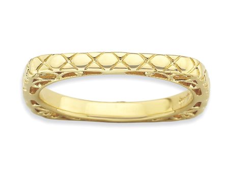 2.25mm Stackable 14K Yellow Gold Plated Silver Square Snake Skin Band For Cheap