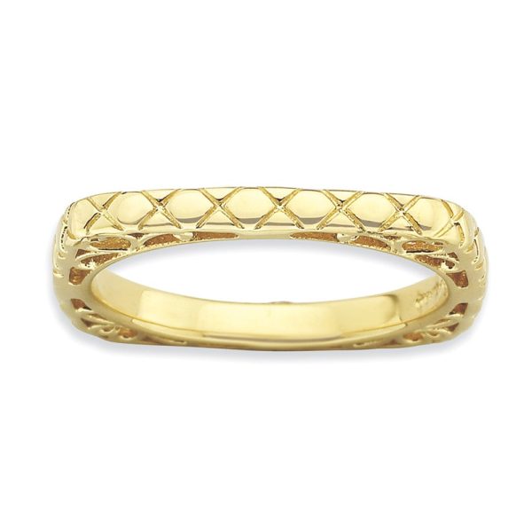 2.25mm Stackable 14K Yellow Gold Plated Silver Square Snake Skin Band For Cheap