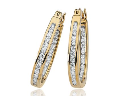 1 2 Cttw, Channel Set Diamond Hoops - 14k Yellow Gold Online Hot Sale