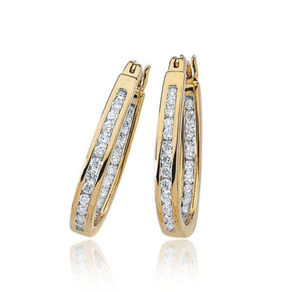 1 2 Cttw, Channel Set Diamond Hoops - 14k Yellow Gold Online Hot Sale