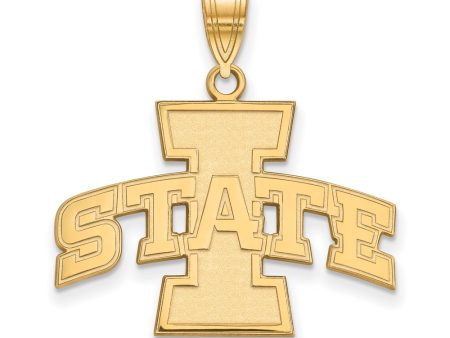 10k Yellow Gold Iowa State Large  I STATE  Pendant Online now