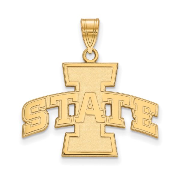 10k Yellow Gold Iowa State Large  I STATE  Pendant Online now