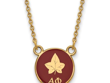 14K Plated Silver Alpha Phi Small Enamel Logo Necklace Online Hot Sale