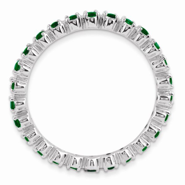 2.25mm Sterling Silver Stackable Created Emerald Prong Set Band Discount