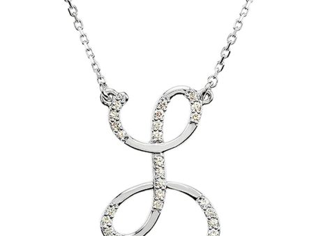 1 8 Ct Diamond 14k White Gold Medium Script Initial L Necklace, 17in Supply