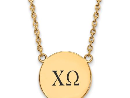 14K Plated Silver Chi Omega Large Enamel Greek Letters Necklace Discount