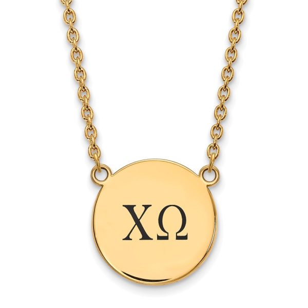 14K Plated Silver Chi Omega Large Enamel Greek Letters Necklace Discount