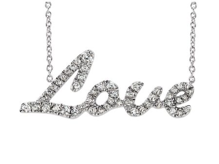 1 5 Ctw Diamond Love Script Necklace in 14k White Gold, 18 Inch Supply