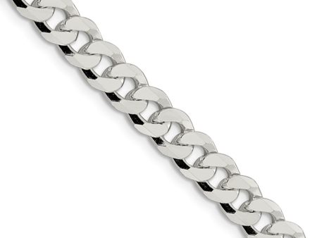 Men s 7mm Sterling Silver Solid Beveled Curb Chain Necklace Online now