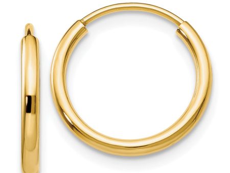 1.5mm x 13mm 14k Yellow Gold Polished Round Endless Hoop Earrings on Sale