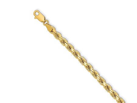 14k Yellow Gold 4.25mm Diamond Cut Solid Rope Chain Necklace For Cheap