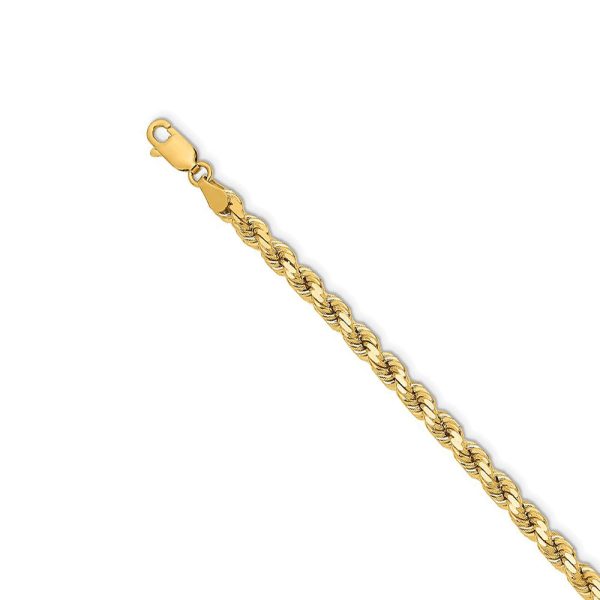 14k Yellow Gold 4.25mm Diamond Cut Solid Rope Chain Necklace For Cheap