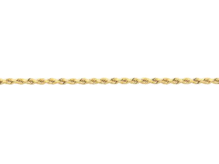 14k Yellow Gold 2.25mm Diamond Cut Solid Rope Chain Anklet Online Sale