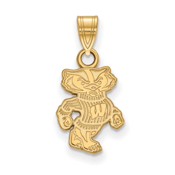 10k Yellow Gold U. of Wisconsin Small Badgers Pendant on Sale