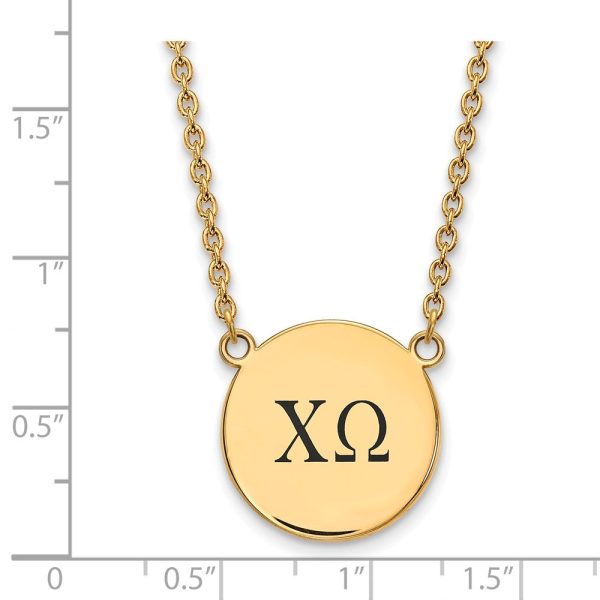 14K Plated Silver Chi Omega Large Enamel Greek Letters Necklace Discount