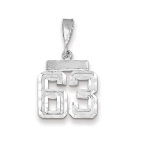 14k White Gold, Varsity Collection, Small D C Pendant, Number 63 For Discount