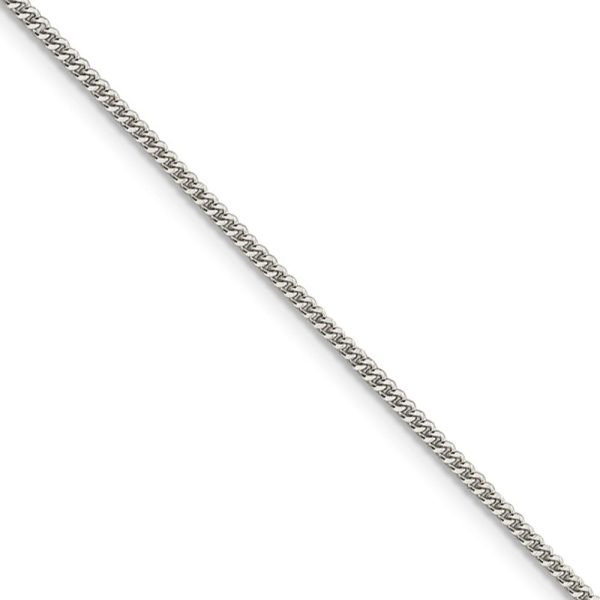 1.5mm Sterling Silver Solid Curb Chain Necklace For Sale