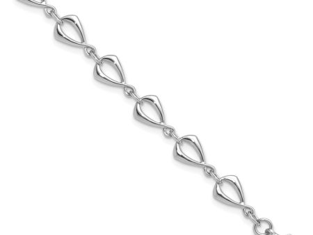 14k White Gold 6mm Polished Fancy Link Chain Bracelet, 7.5 Inch on Sale