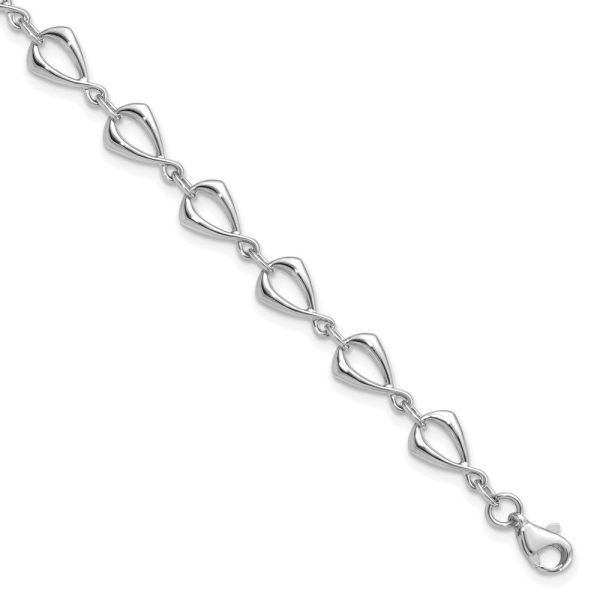 14k White Gold 6mm Polished Fancy Link Chain Bracelet, 7.5 Inch on Sale