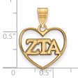 14K Plated Silver Zeta Tau Alpha Heart Greek Letters Pendant Discount