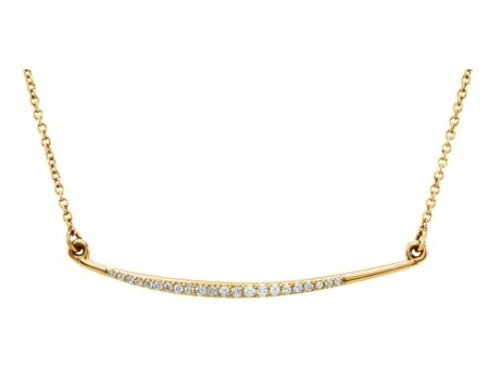 1 8 Ctw Diamond Curved Bar Necklace in 14k Yellow Gold, 16 Inch Hot on Sale