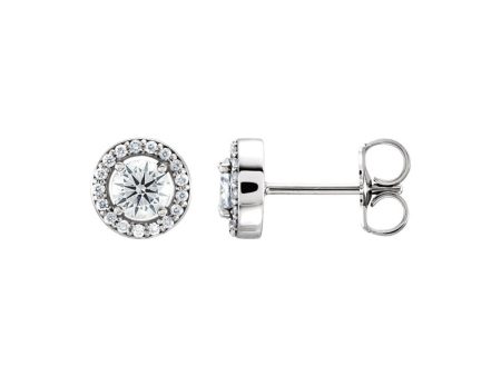 1 2 Cttw Diamond 7mm Halo Style Post Earrings in 14k White Gold Supply