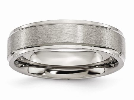 Titanium Ridged Edge 6mm Brushed and Polished Band For Discount