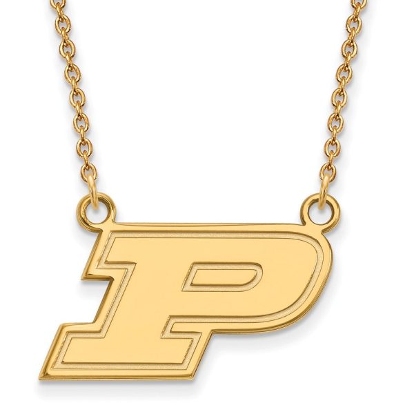 14k Yellow Gold Purdue Small Initial P Pendant Necklace For Cheap