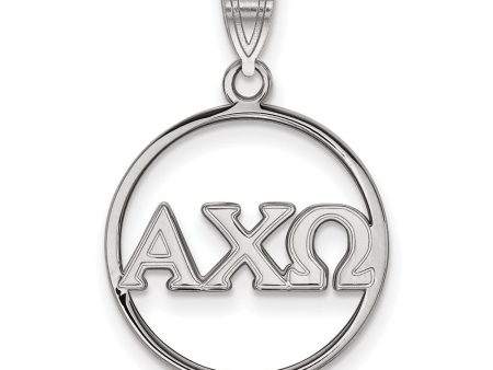 Sterling Silver Alpha Chi Omega Large Circle Greek Letters Pendant Online now