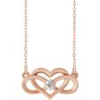 14k Yellow, White or Rose Gold Diamond Infinity Heart Necklace 16-18in Sale