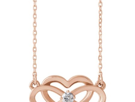 14k Yellow, White or Rose Gold Diamond Infinity Heart Necklace 16-18in Sale