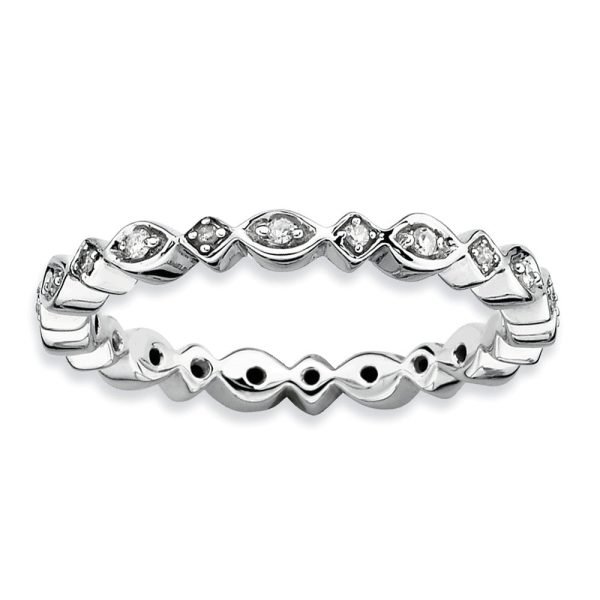 2.5mm Sterling Silver Stackable 1 10 Ctw HI I3 Diamond Band Online Hot Sale