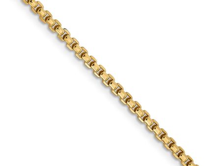 2.45mm 14k Yellow Gold Hollow Round Box Chain Necklace Fashion