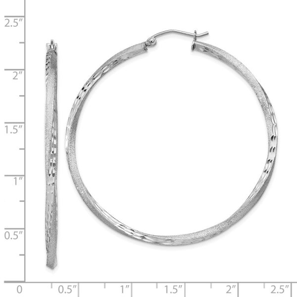 2.5mm, Sterling Silver Twisted Round Hoop Earrings, 50mm in Diameter For Sale