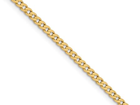 2.25mm 14k Yellow Gold Solid Beveled Curb Chain Necklace Online Hot Sale