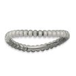 2.25mm Stackable Black Plated Silver Curved Beaded Band Online Sale