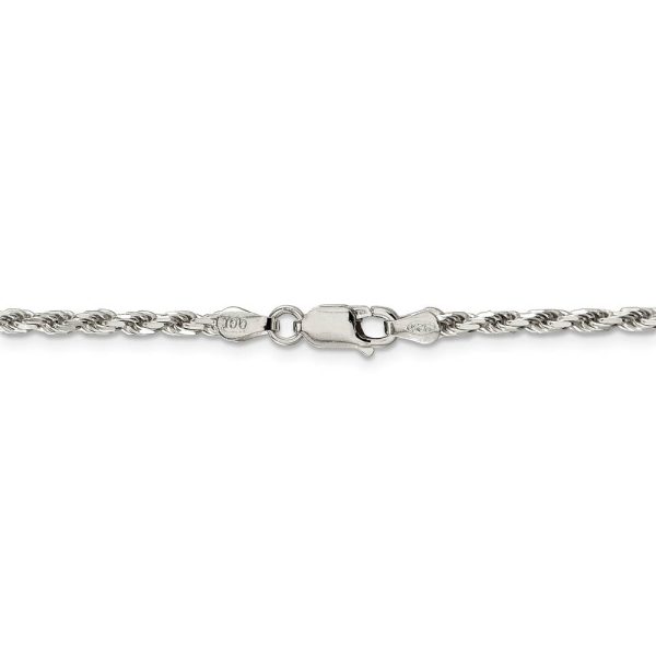 2.5mm, Sterling Silver Diamond Cut Solid Rope Chain Necklace on Sale