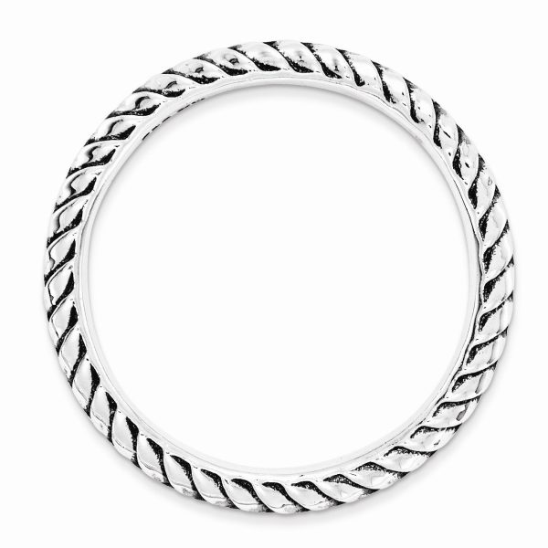 2.5mm Sterling Silver Stackable Antiqued Wheat Band Discount