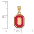 14k Gold Plated Silver Ohio State Small Enamel  O  Pendant For Cheap