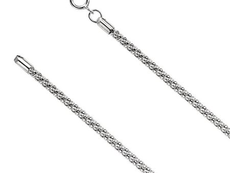 2.75mm Sterling Silver Hollow Popcorn Mesh Chain Necklace Online now