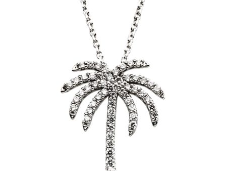 1 3 cttw Diamond Palm Tree Necklace in 14k White Gold For Cheap