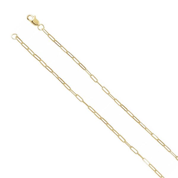 14k Yellow Gold 2mm Elongated Flat Cable Chain Necklace Supply