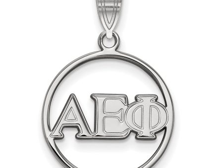 Sterling Silver Alpha Epsilon Phi Small Circle Greek Letters Pendant Online Sale