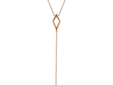 14k Yellow, White or Rose Gold Rhombus Y-Drop Necklace, 16-18 Inch Sale