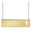 14k Yellow, White or Rose Gold Engravable Bar Cross Necklace, 16-18 In Online